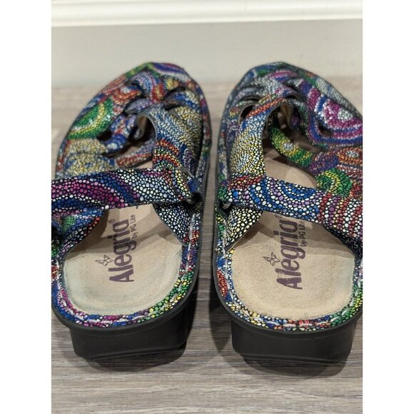 Alegria Clogs Womens Size 38EU US8.5 Fre-387 Rainbow Mosaic Leather Multicolor - Picture 4 of 16